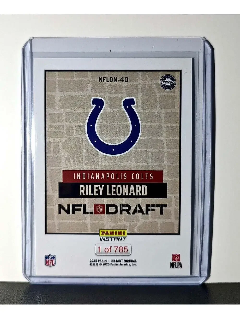 Riley Leonard Rookie 2025 NFL Draft #40 Card Indianapolis Colts 1 of 785
